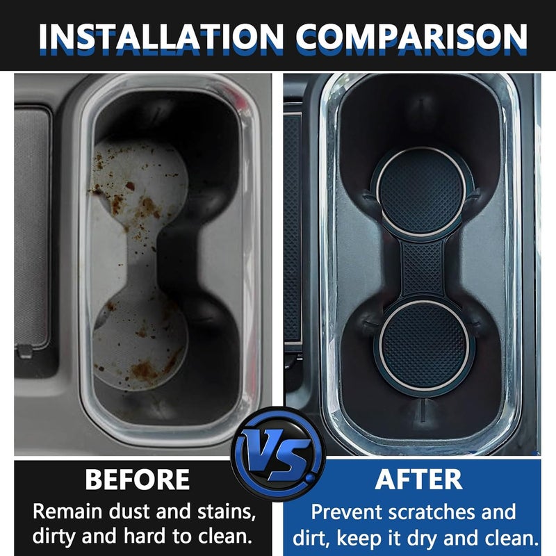 TOPINSTALL Gray 7PCS Console Liners Compatible with 2023-2026 Chevy Silverado/GMC Sierra 1500 & 2022 Refreshed 1500 Models, Premium Rubber Non-Slip Cup Holder Mats（Full Console w/Bucket Seats ONLY） - Image 4